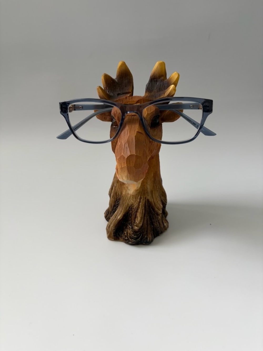 Whimsical Moose Eyeglasses Holder Rustic Lodge Wood Cut Style Glasses Stand